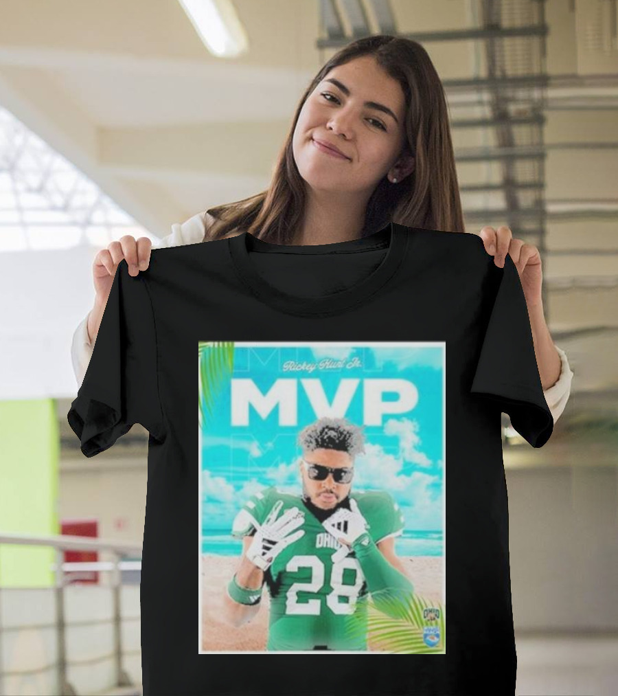 Ohio Bobcats Football MVP Rickey Hunt Jr Celebrated in Myrtle Beach Bowl 2023-2024 Champions T-Shirt