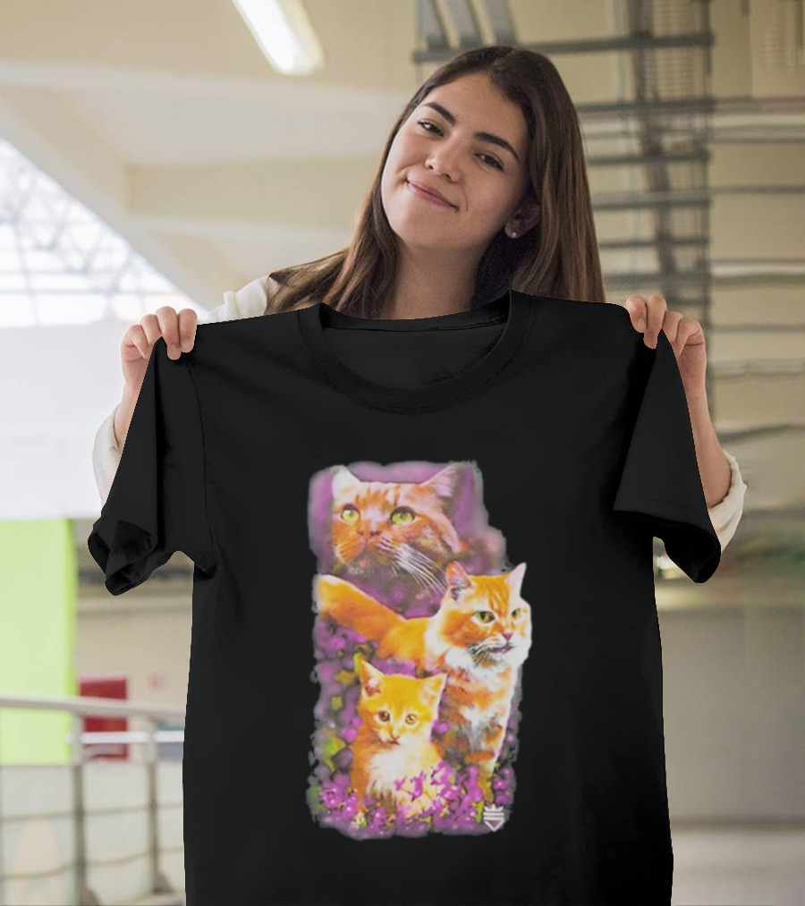 Opticgaming Scump Cat Trio Among Blossoms T-Shirt