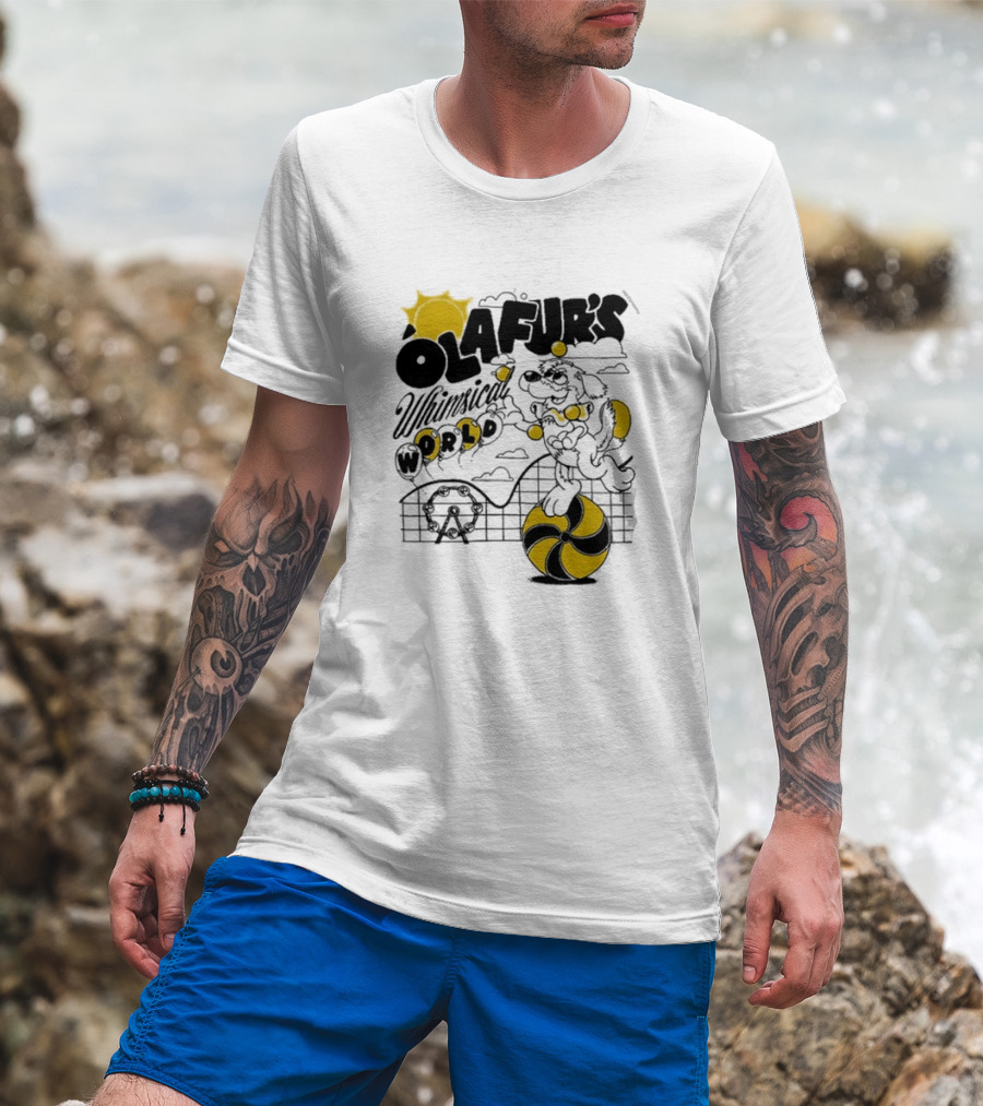 OLAFUR'S Whimsical World Amusement Adventure Design With Iconic Puppy And Ferris Wheel T-Shirt