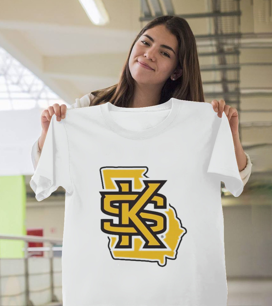 KSU Athletics Black And Gold Georgia Map T-Shirt