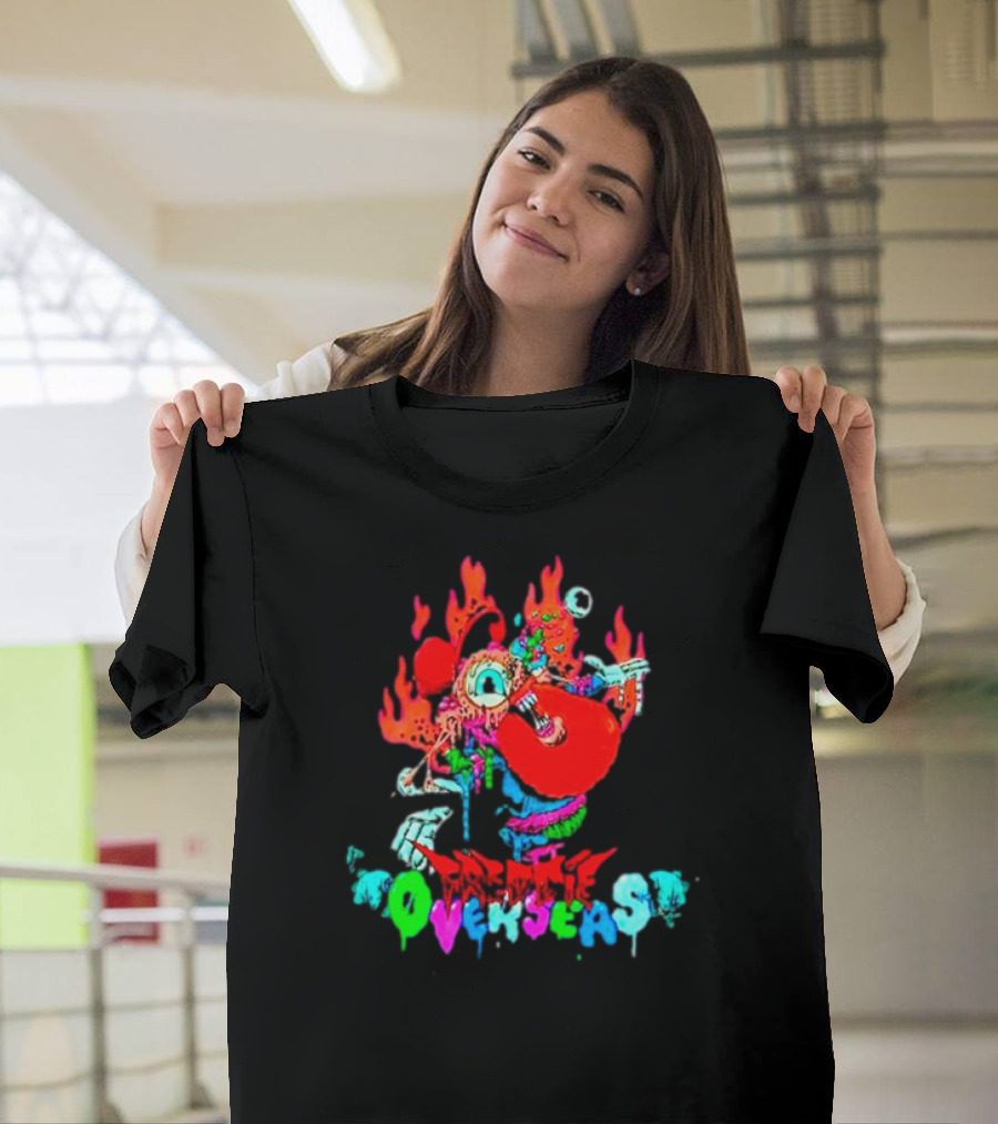 Freddie Overseas Flaming Cartoon Character Multicolor T-Shirt