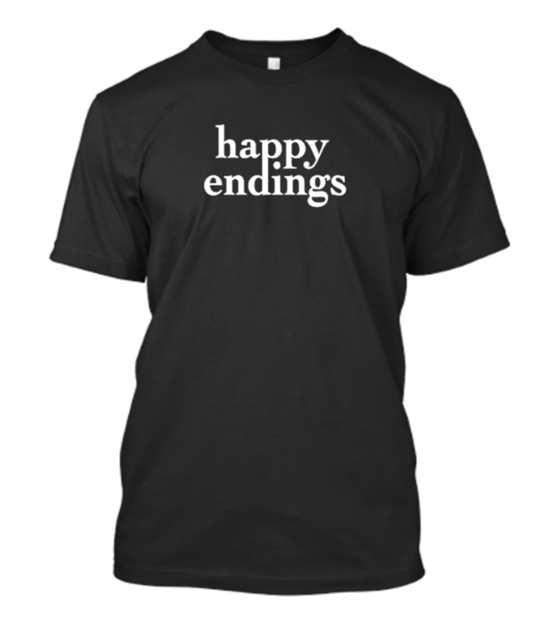 Happy Endings Minimalist Typography T-Shirt