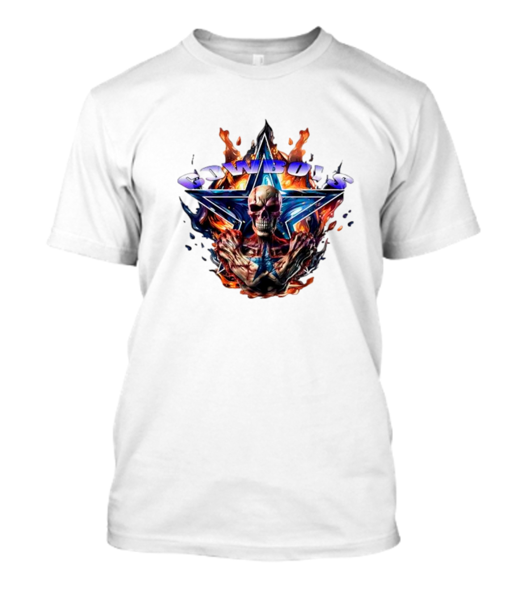 Cowboys Skeleton Star Flames T-Shirt