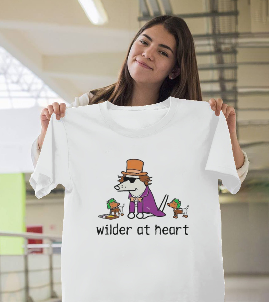 Wilder at Heart Dog in Orange Hat and Purple Outfit with Two Small Dogs T-Shirt