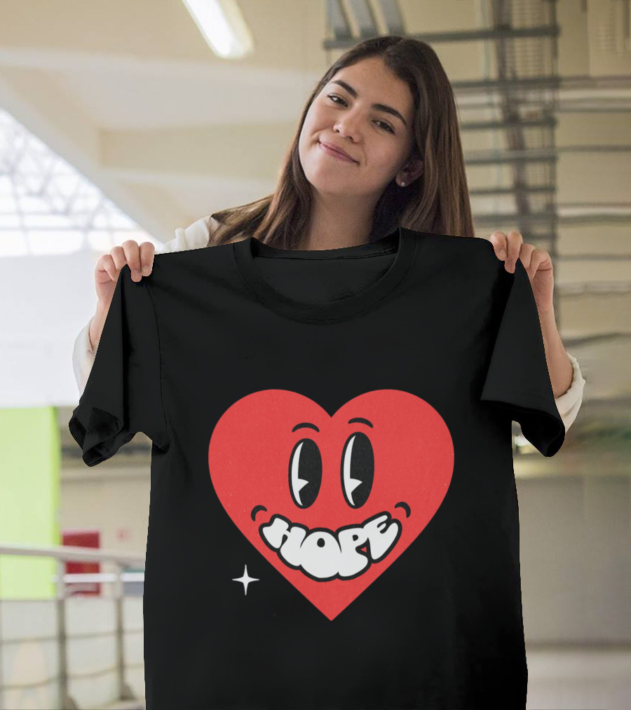 Hope Heart With Cartoon Eyes And Sparkle T-Shirt