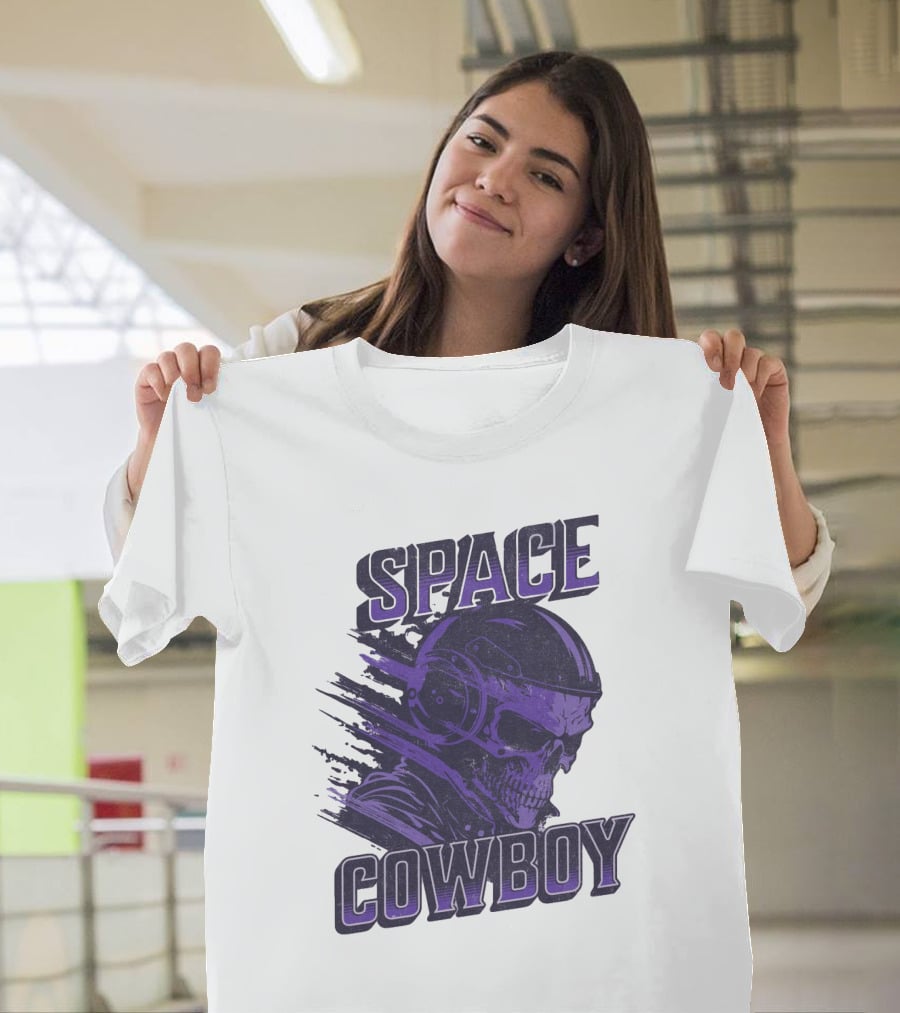 Space Cowboy Skull Helmet Cosmic Adventure T-Shirt
