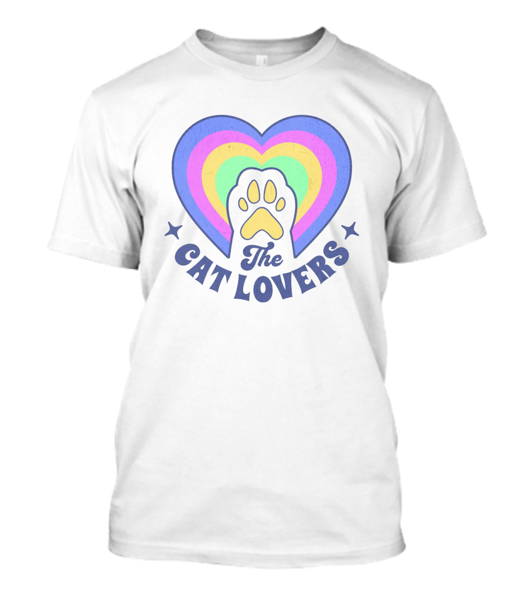 The Cat Lovers Paw In Rainbow Heart T-Shirt