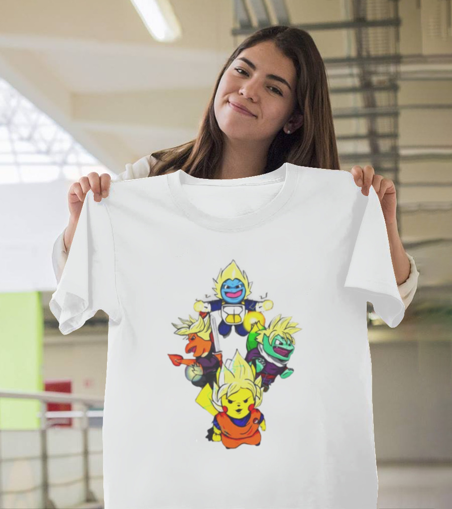 Dragon Ball Z Super Saiyan Pokemon Crossover Characters T-Shirt
