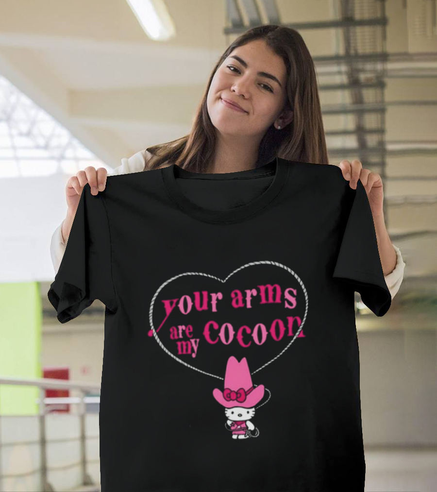 Your Arms Are My Cocoon Hello Kitty Cowboy Hat Heart Rope T-Shirt