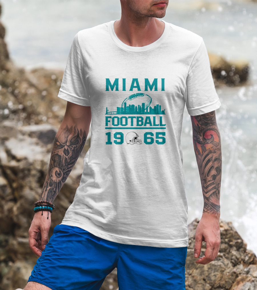 Miami Dolphins 1965 Skyline Football Urban Scene T-Shirt