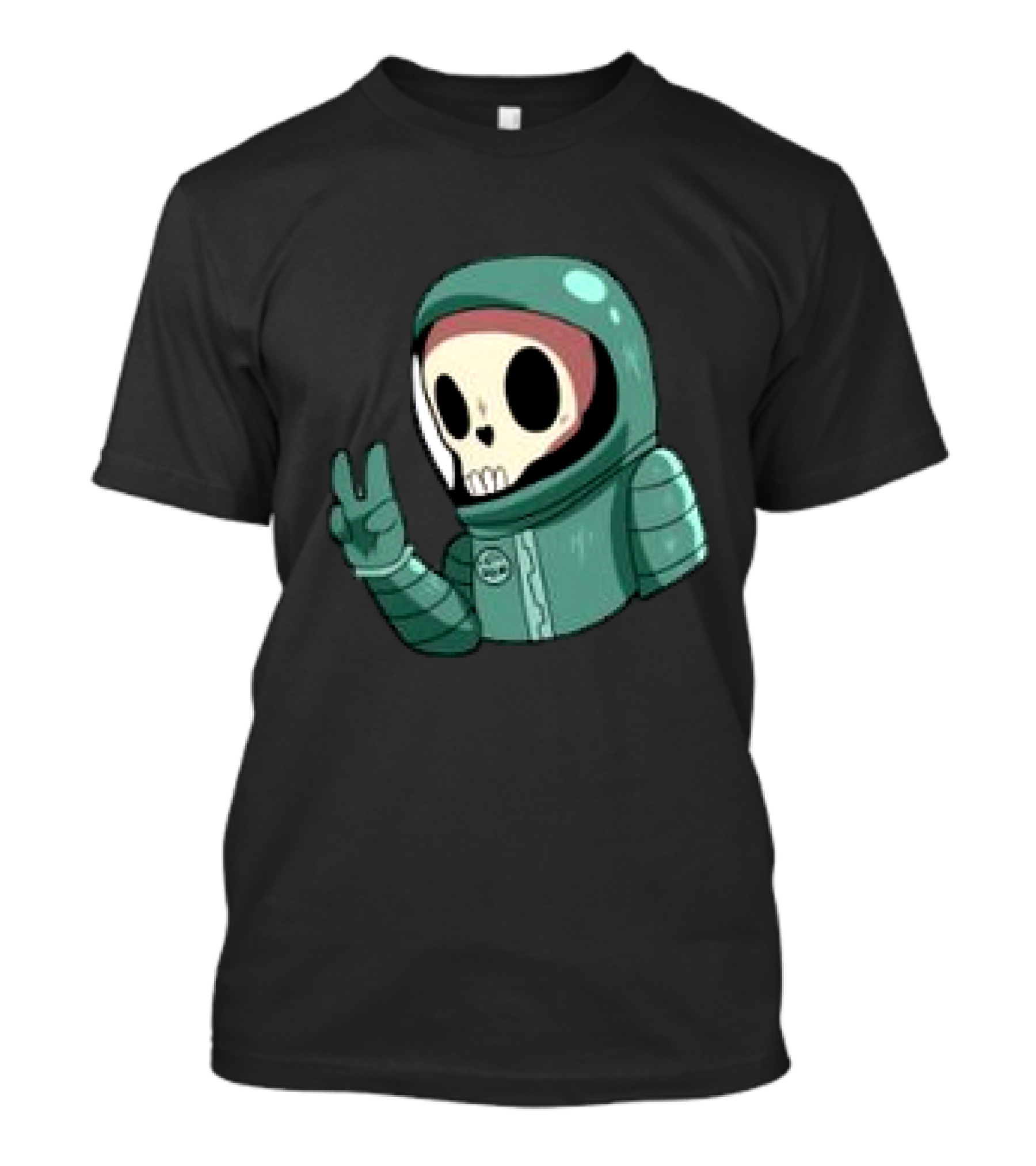 Peace Homie Skull Astronaut In Green Suit Making V-Sign T-Shirt