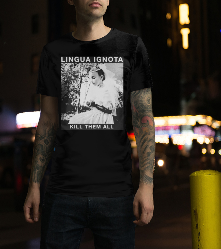LINGUA IGNOTA KILL THEM ALL Veiled Bride Prayerful Pose T-Shirt