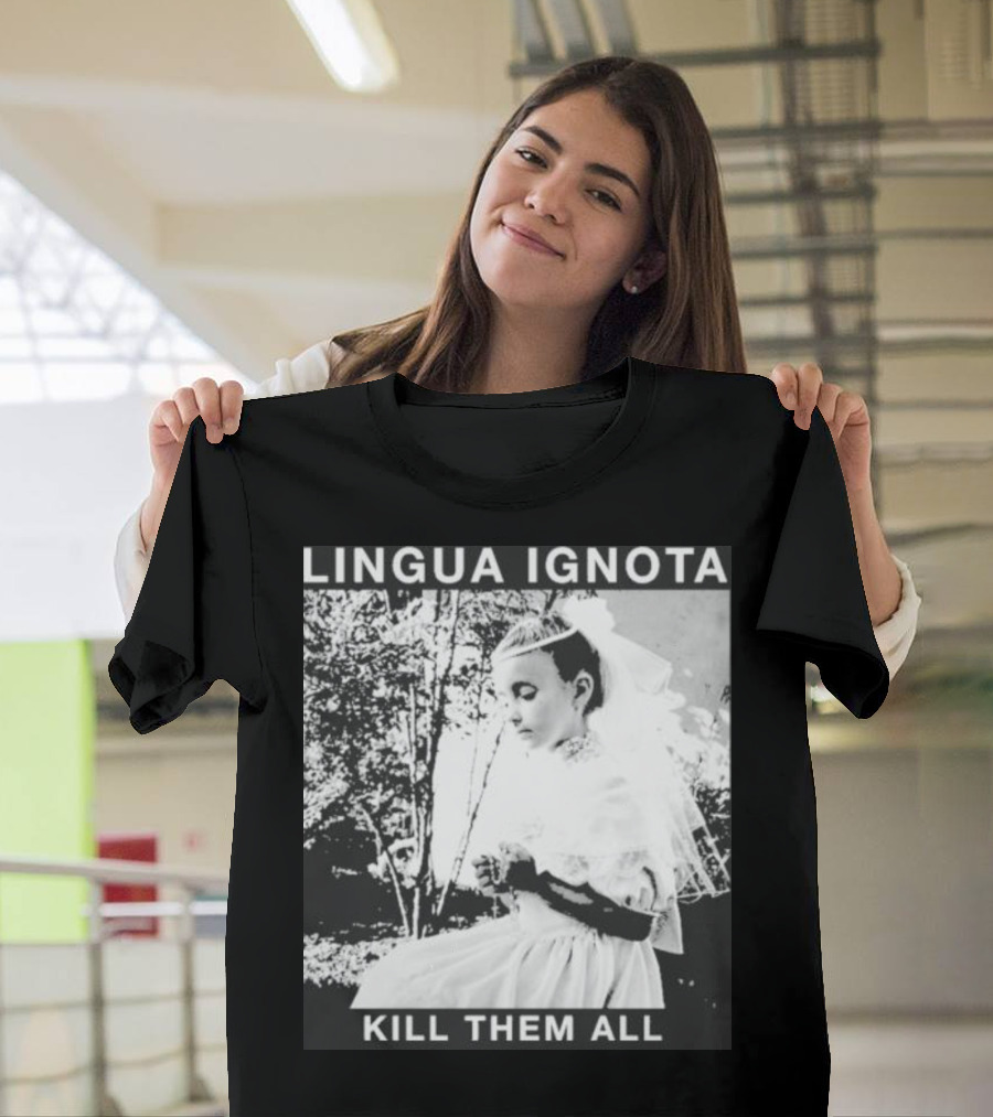 LINGUA IGNOTA KILL THEM ALL Veiled Bride Prayerful Pose T-Shirt