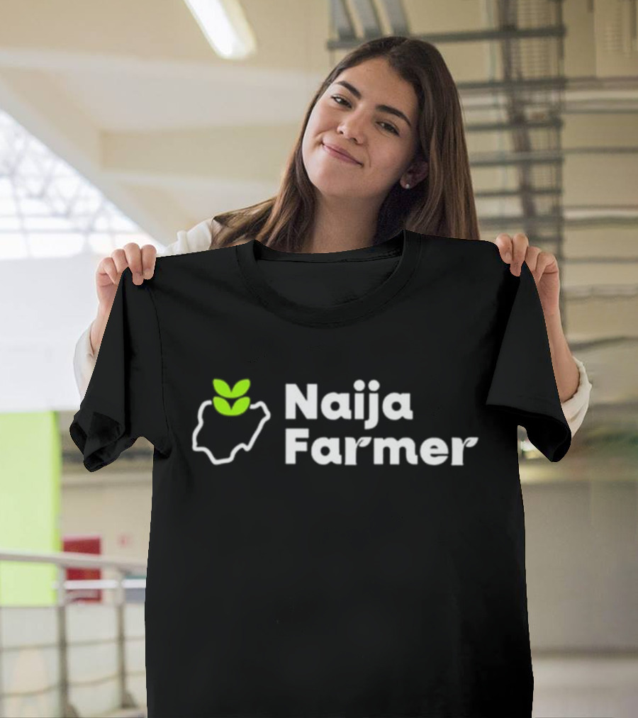 Naija Farmer Nigeria Agriculture Icon With Leaf Map Outline T-Shirt