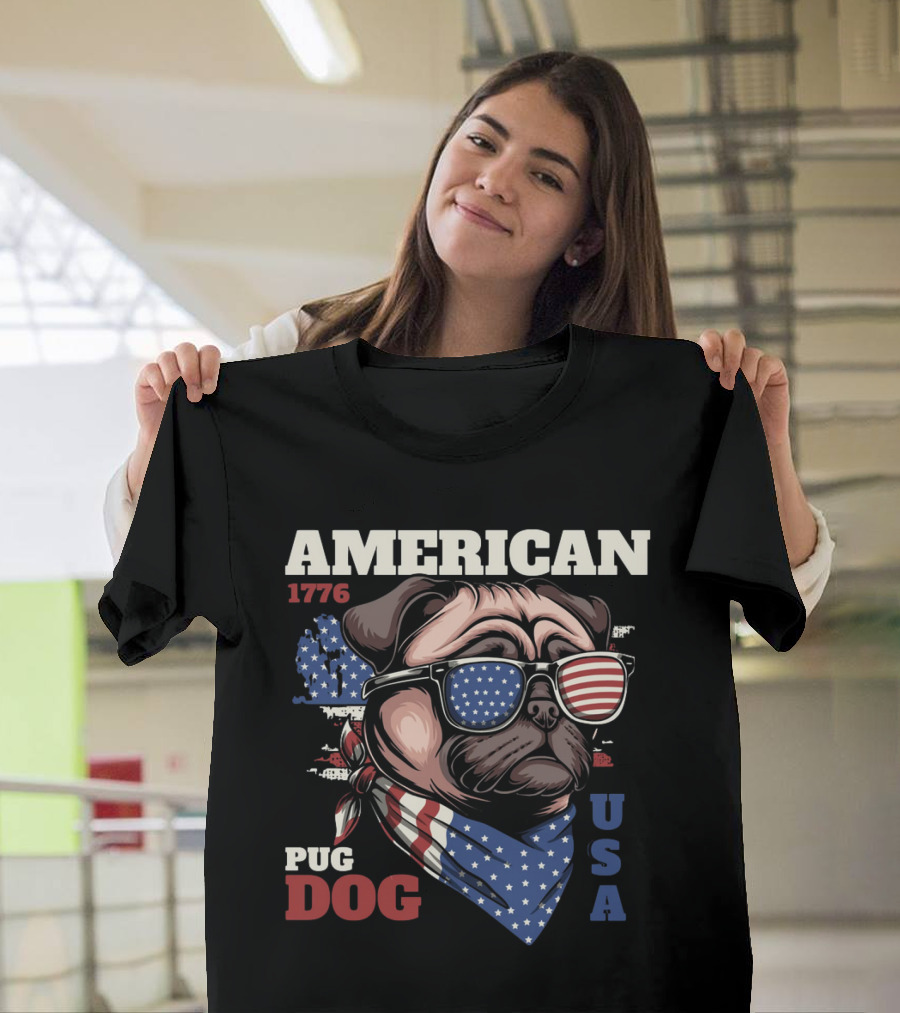 AMERICAN PUG DOG 1776 USA T-Shirt