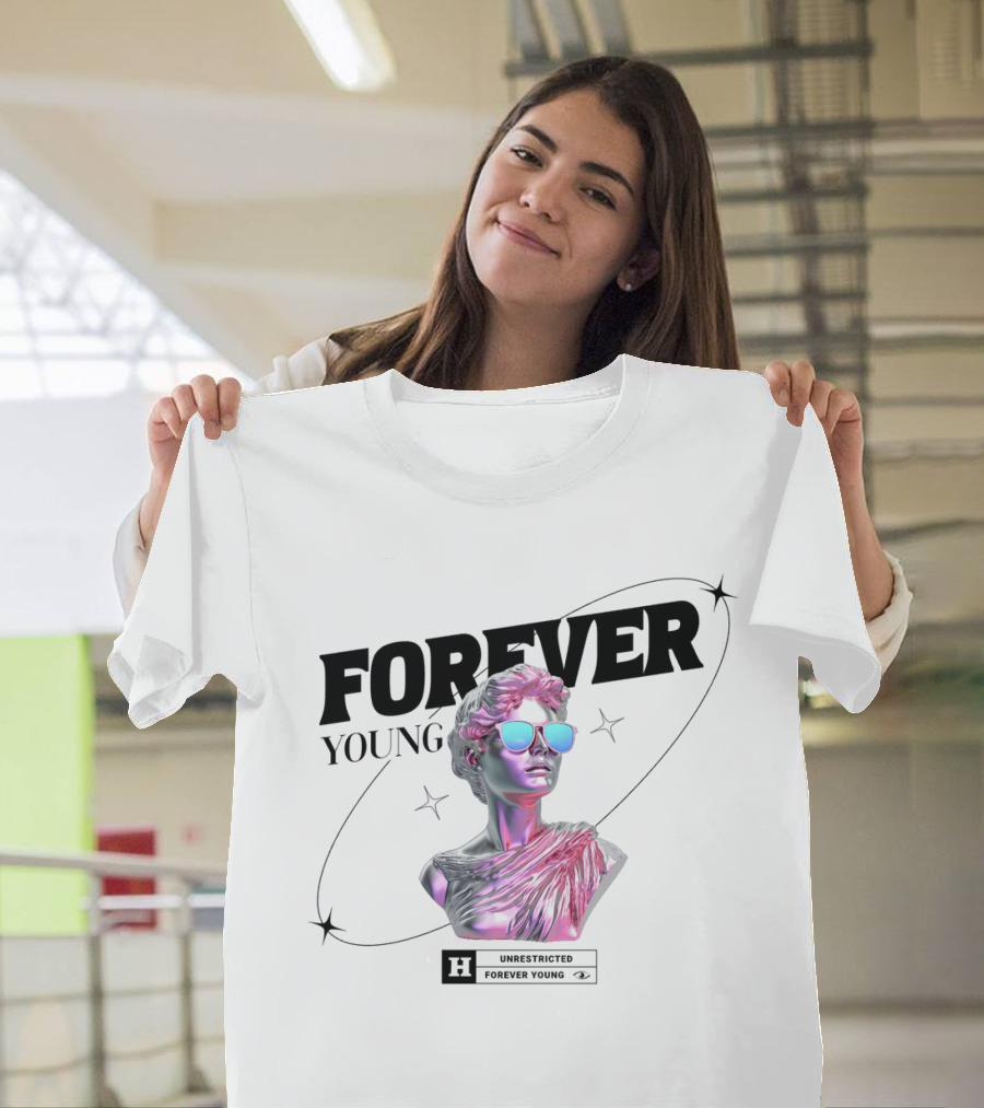 Forever Young Unrestricted Statue With Sunglasses T-Shirt