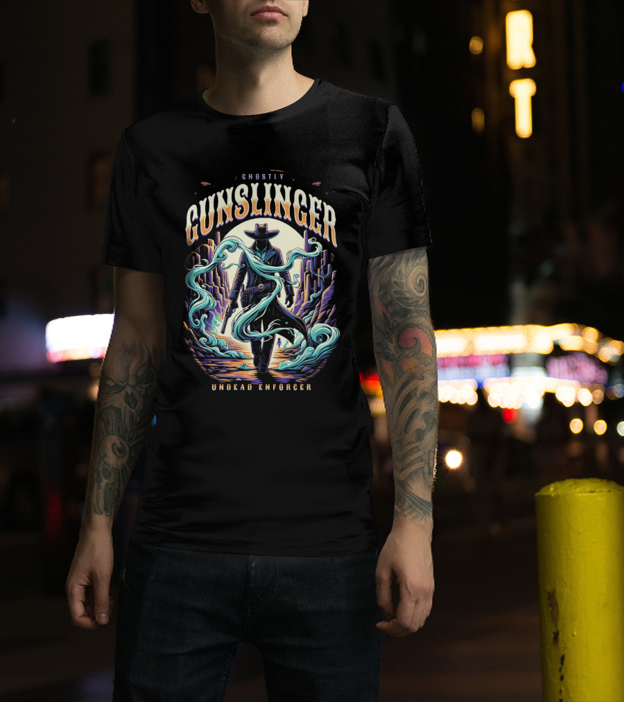 Ghostly Gunslinger Undead Enforcer T-Shirt