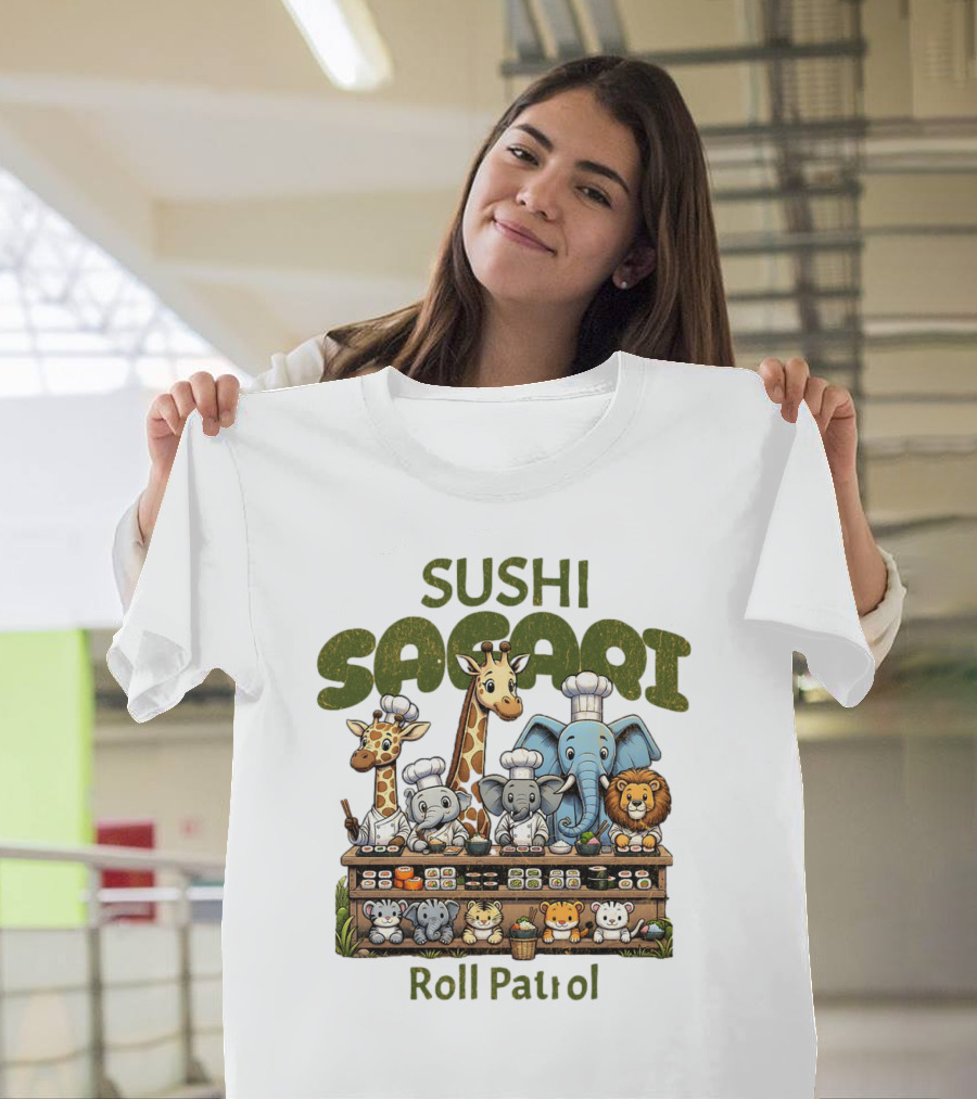 Sushi Safari Roll Patrol Chef Animals Cooking Scene T-Shirt