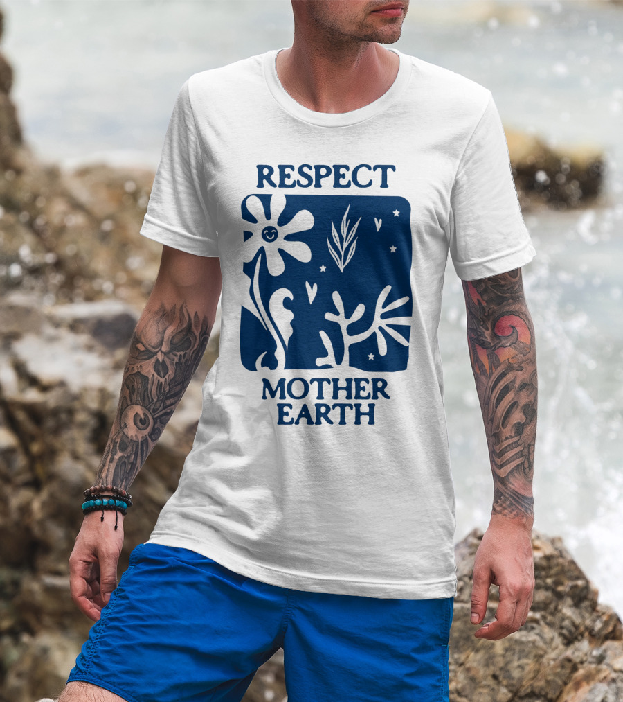 Respect Mother Earth Flower Stars Boho T-Shirt