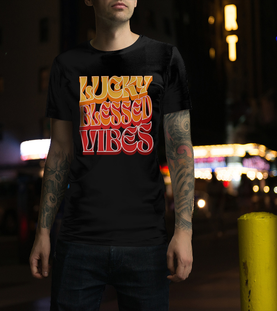 Lucky Blessed Vibes Retro T-Shirt