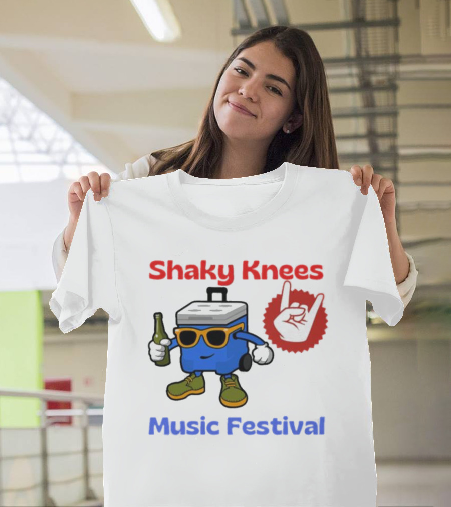 Shaky Knees Music Festival Cooler Character with Sunglasses and Rock Hand T-Shirt