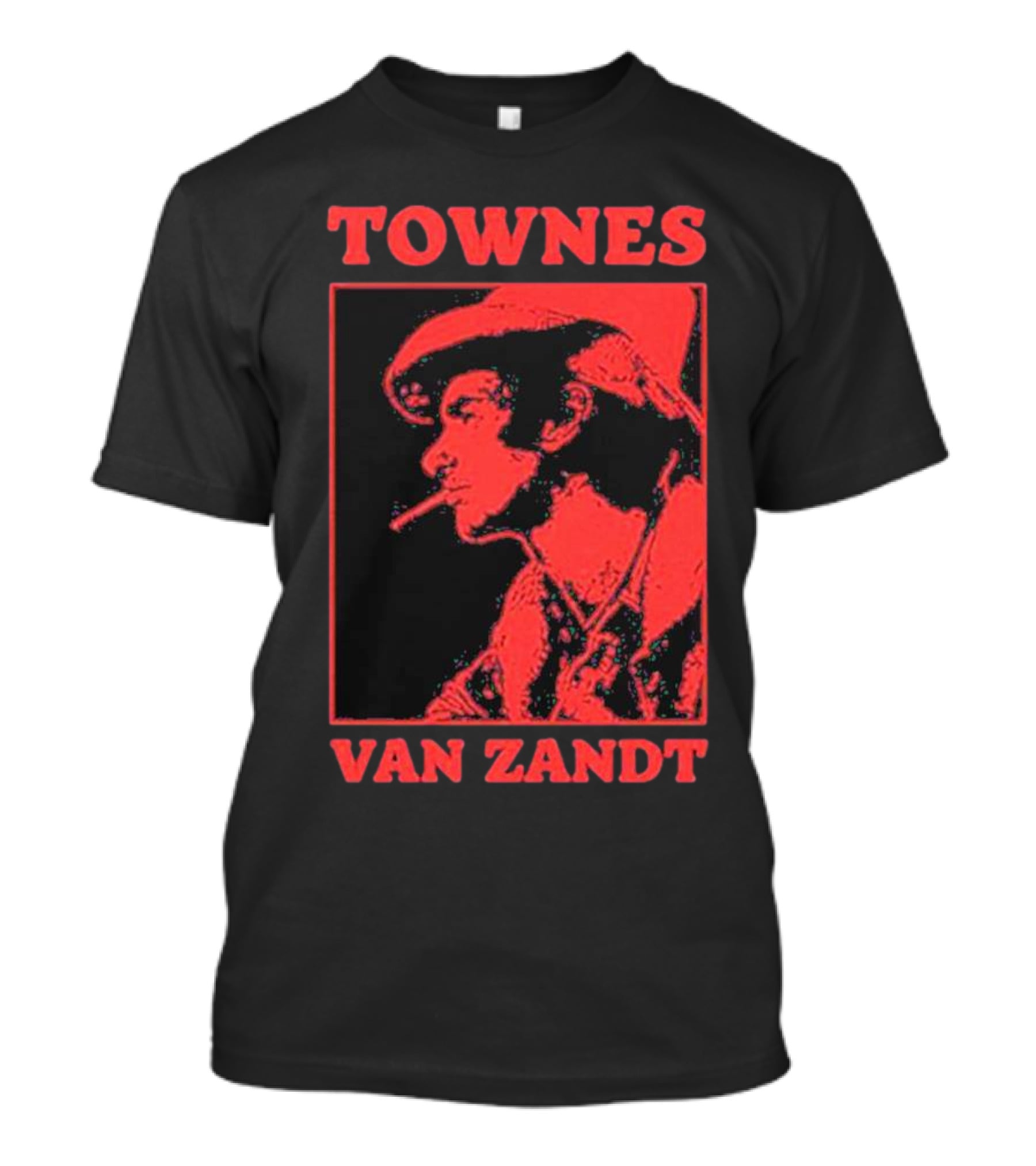 Townes Van Zandt Vintage Red Silhouette Image T-Shirt