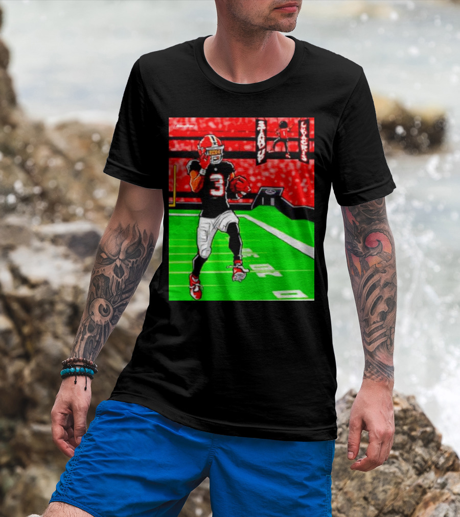 Stand Up Ludacris Football Player Number 3 On Green Field T-Shirt