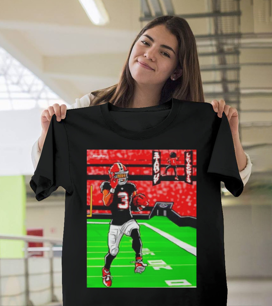 Stand Up Ludacris Football Player Number 3 On Green Field T-Shirt