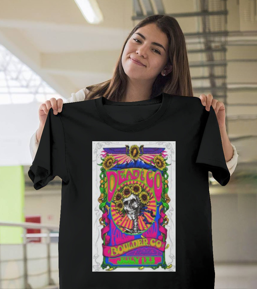 Dead and Company Boulder CO July 1 2 3 Sunflower Skull T-Shirt