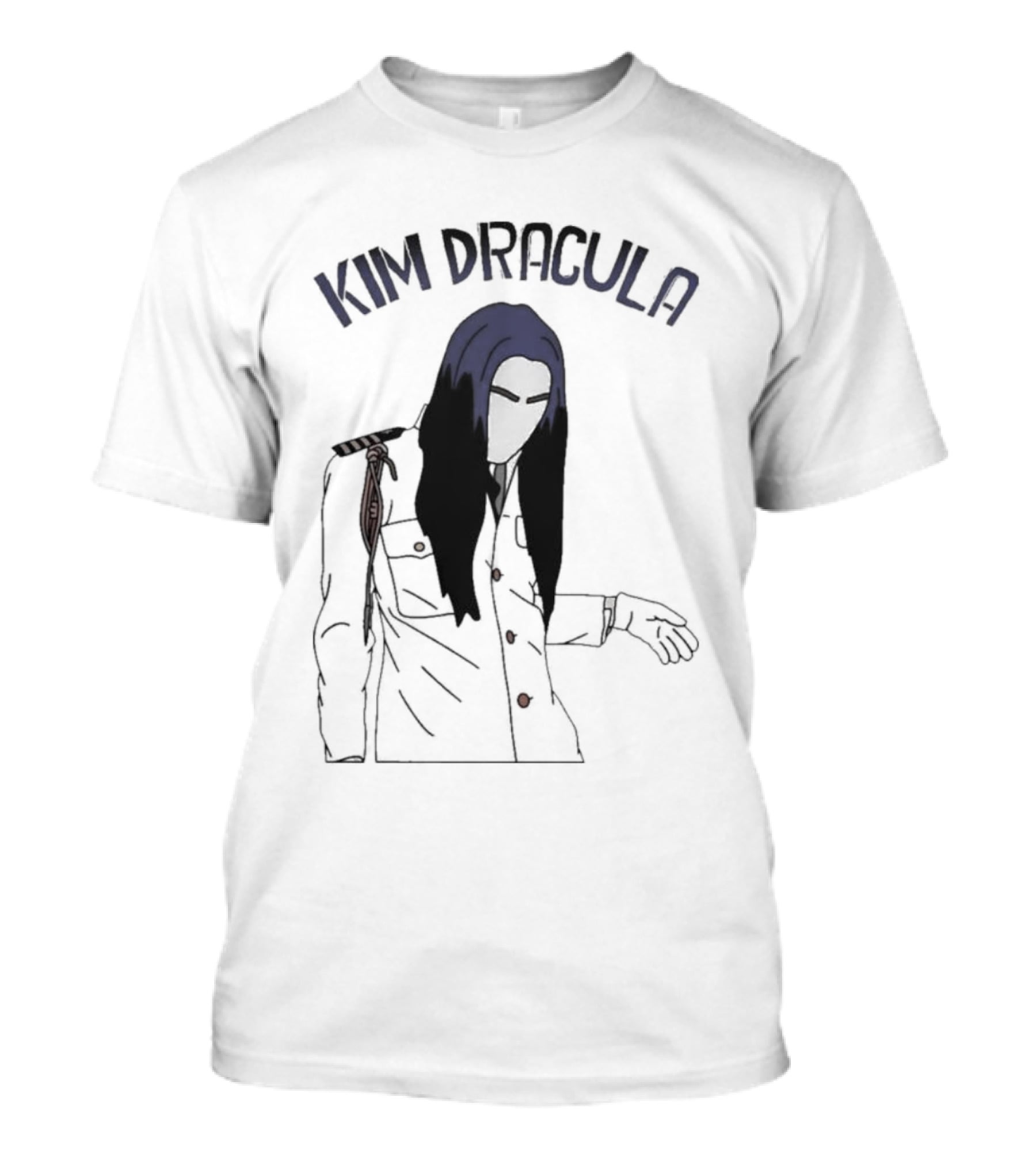Kim Dracula Mysterious Long-Haired Figure In Military Jacket T-Shirt