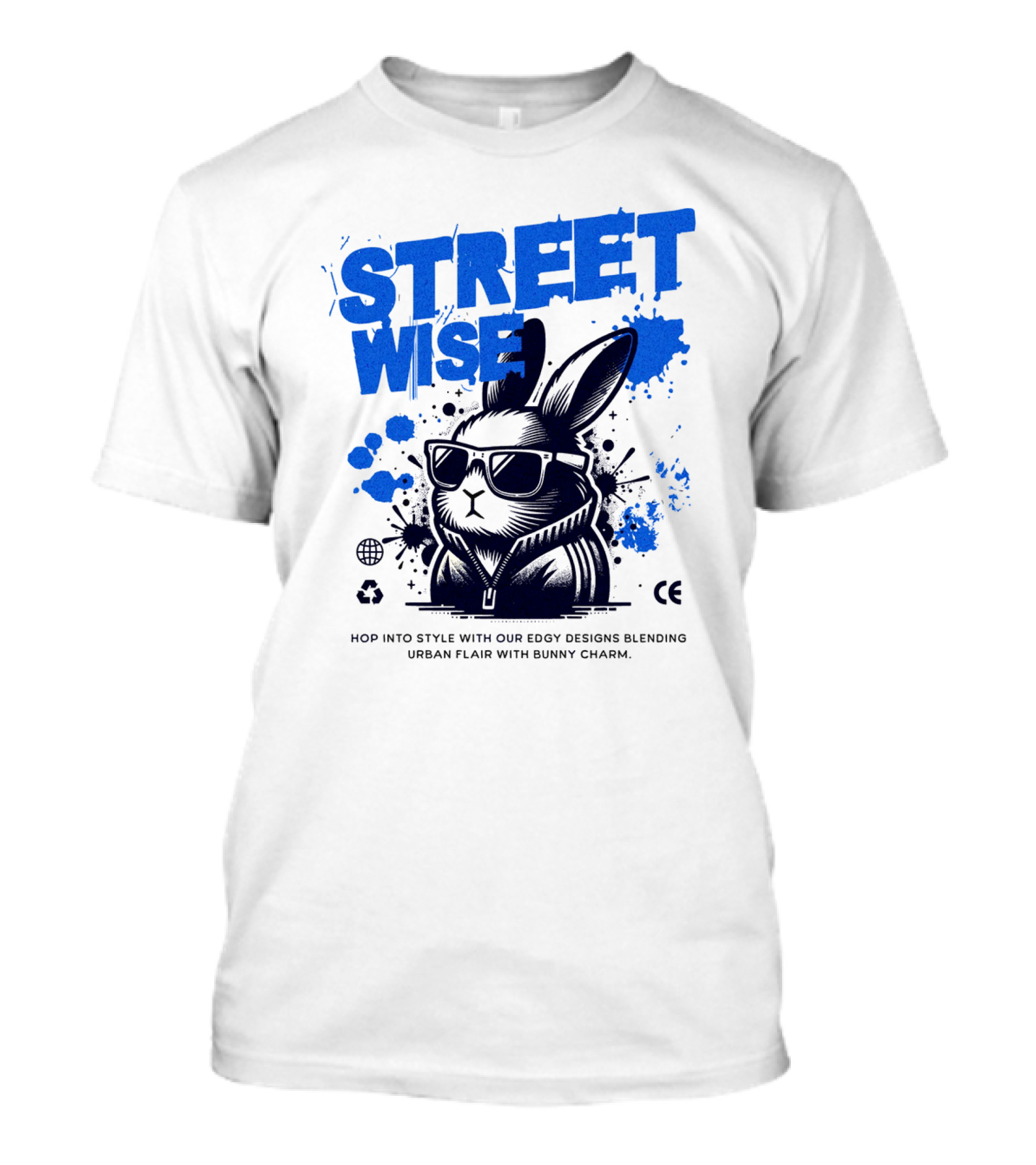 STREET WISE Urban Flair Bunny Charm Hip Hop T-Shirt
