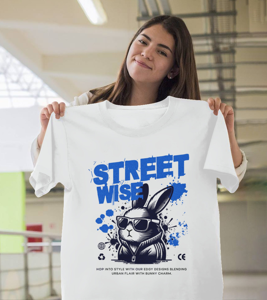 STREET WISE Urban Flair Bunny Charm Hip Hop T-Shirt