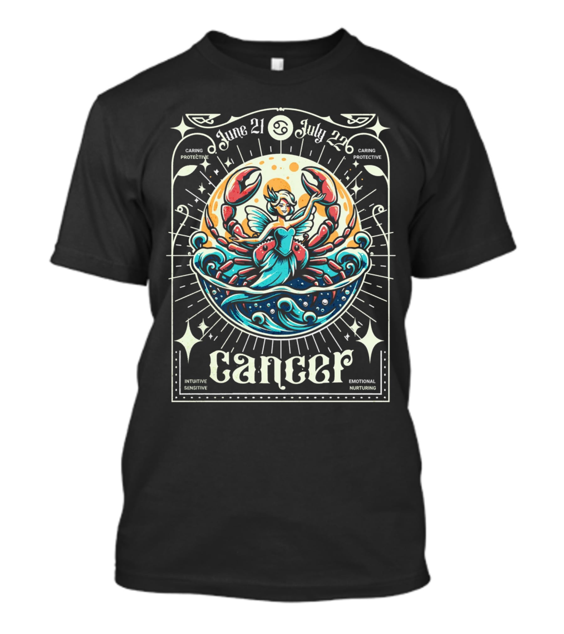 Cancer Zodiac Fairy June 21 To July 22 Intuitive Sensitive Emotional Nurturing Caring Protective T-Shirt