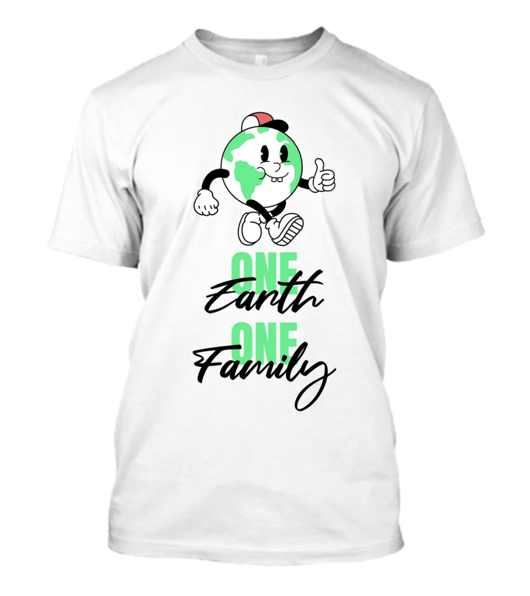 ONE EARTH ONE FAMILY Earth Character Thumbs Up T-Shirt