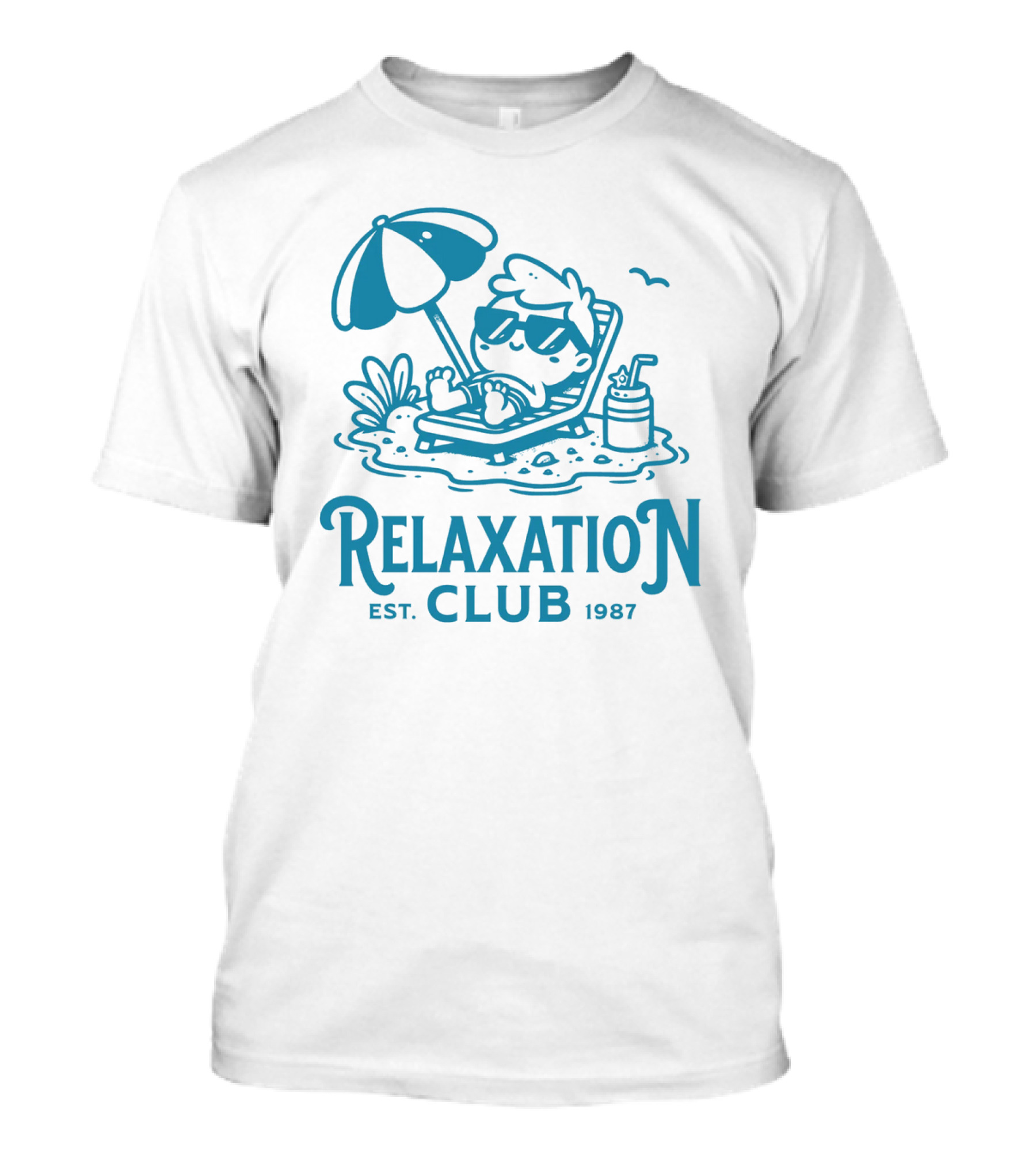 Relaxation Club Est. 1987 Sunglasses Lounge Chair Umbrella Drink T-Shirt