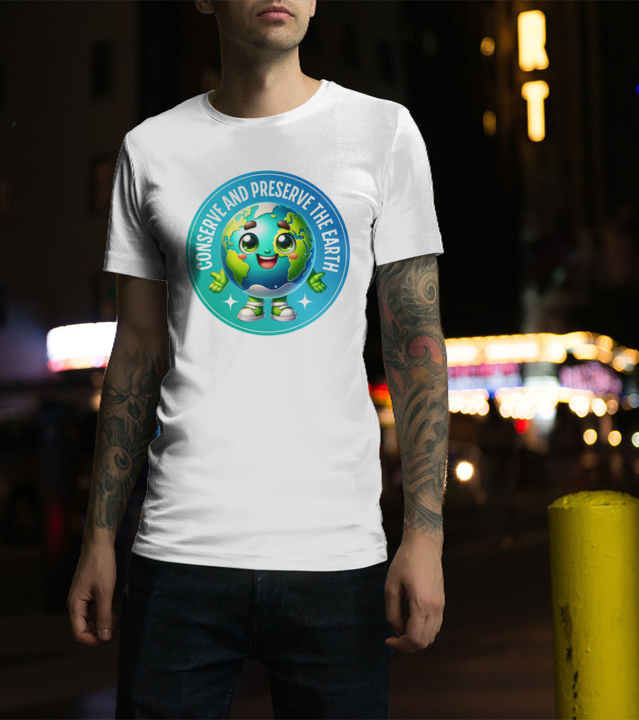 Conserve And Preserve The Earth Retro Earth Day Celebration Mascot T-Shirt