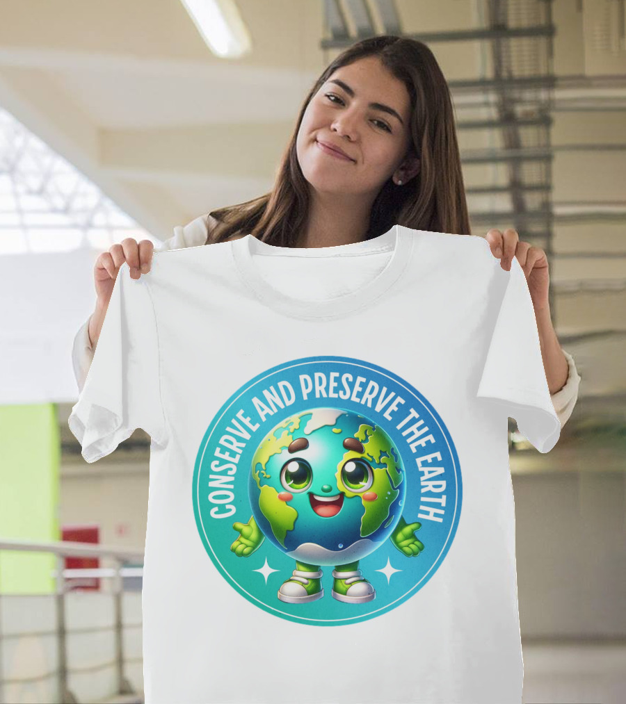Conserve And Preserve The Earth Retro Earth Day Celebration Mascot T-Shirt