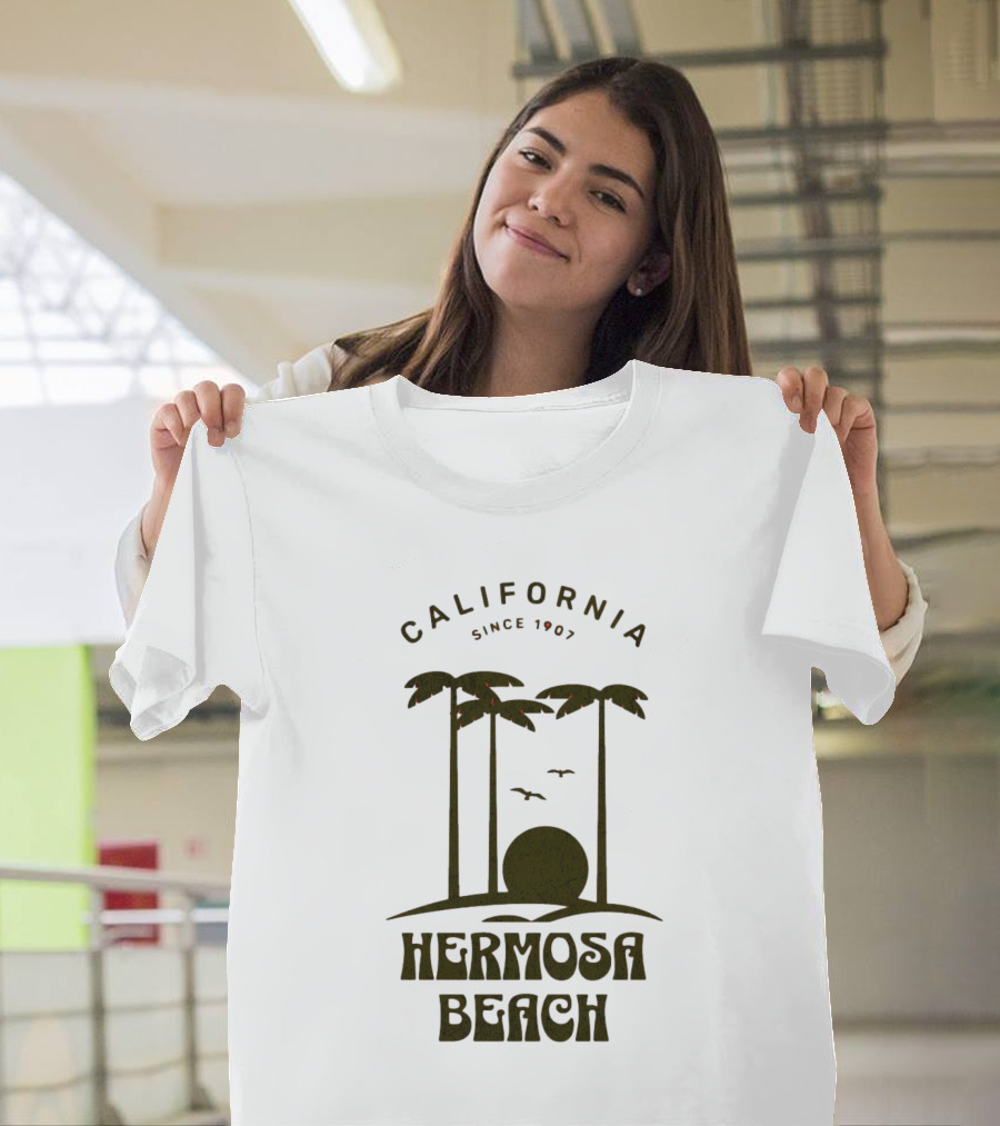 Hermosa Beach California Since 1907 Palm Trees Sunset T-Shirt