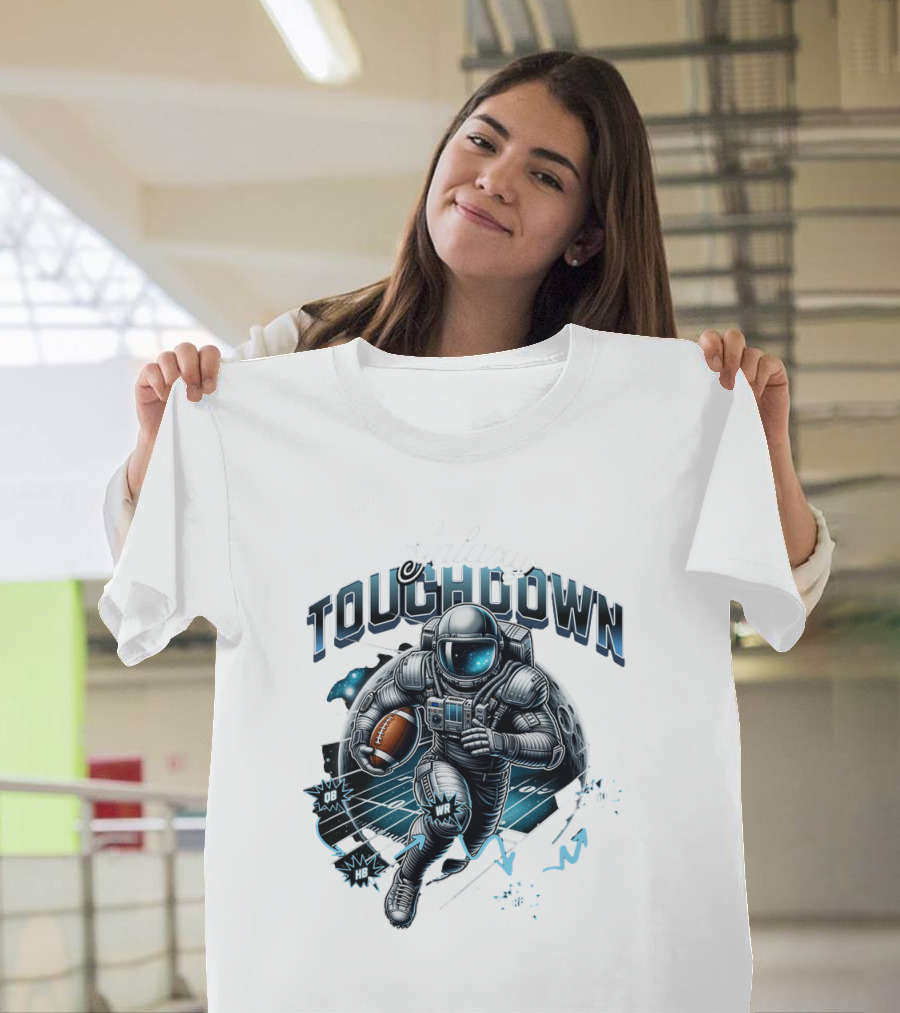 Galaxy Touchdown Astronaut Football QB WR HB RB TD T-Shirt