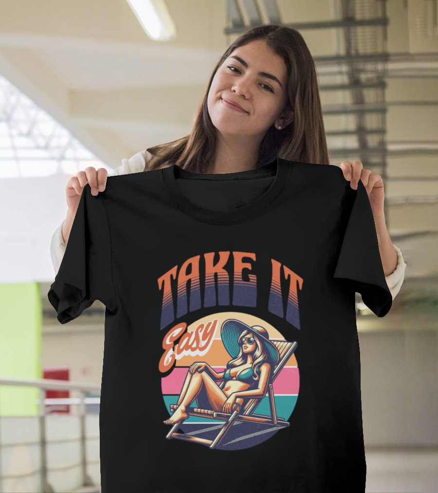 Take It Easy Summer Beach Retro Sunbathing Vibes T-Shirt