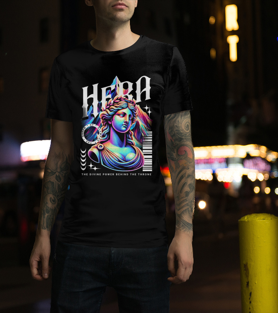 Hera Queen Of Olympus Neon Y2K The Divine Power Behind The Throne T-Shirt