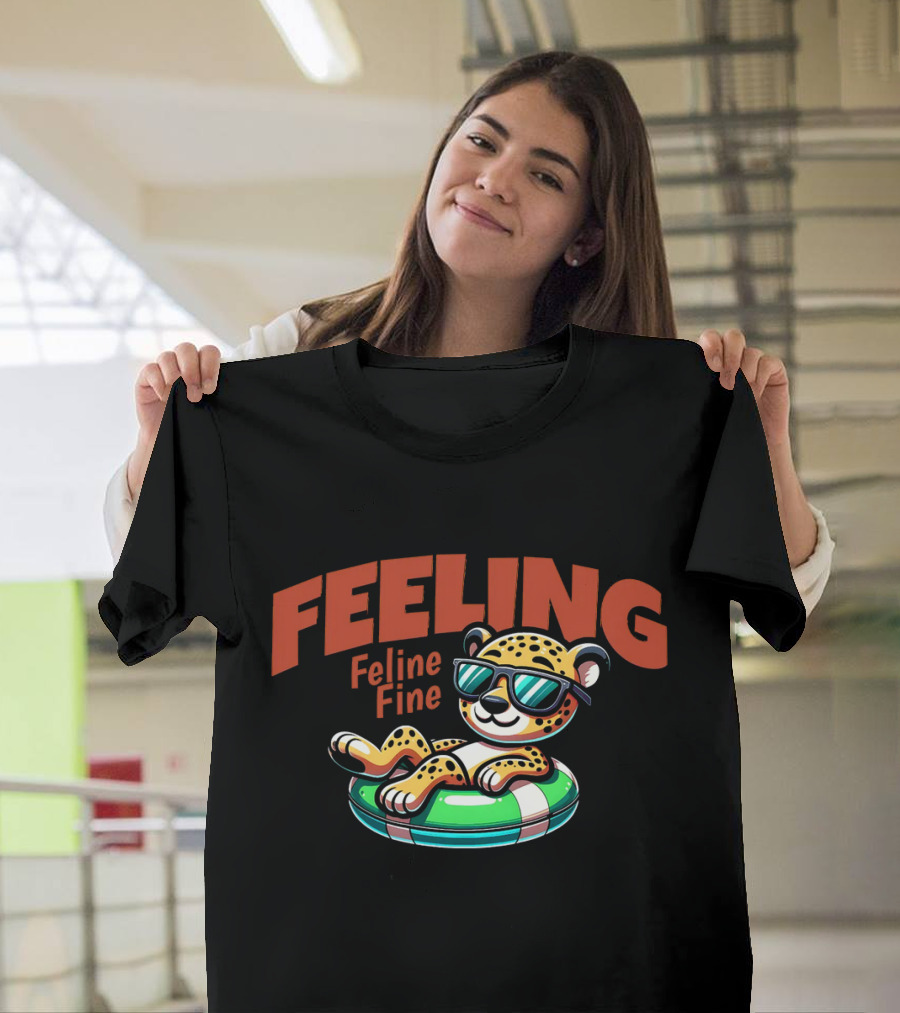 Feeling Feline Fine Leopard With Sunglasses On Pool Float T-Shirt