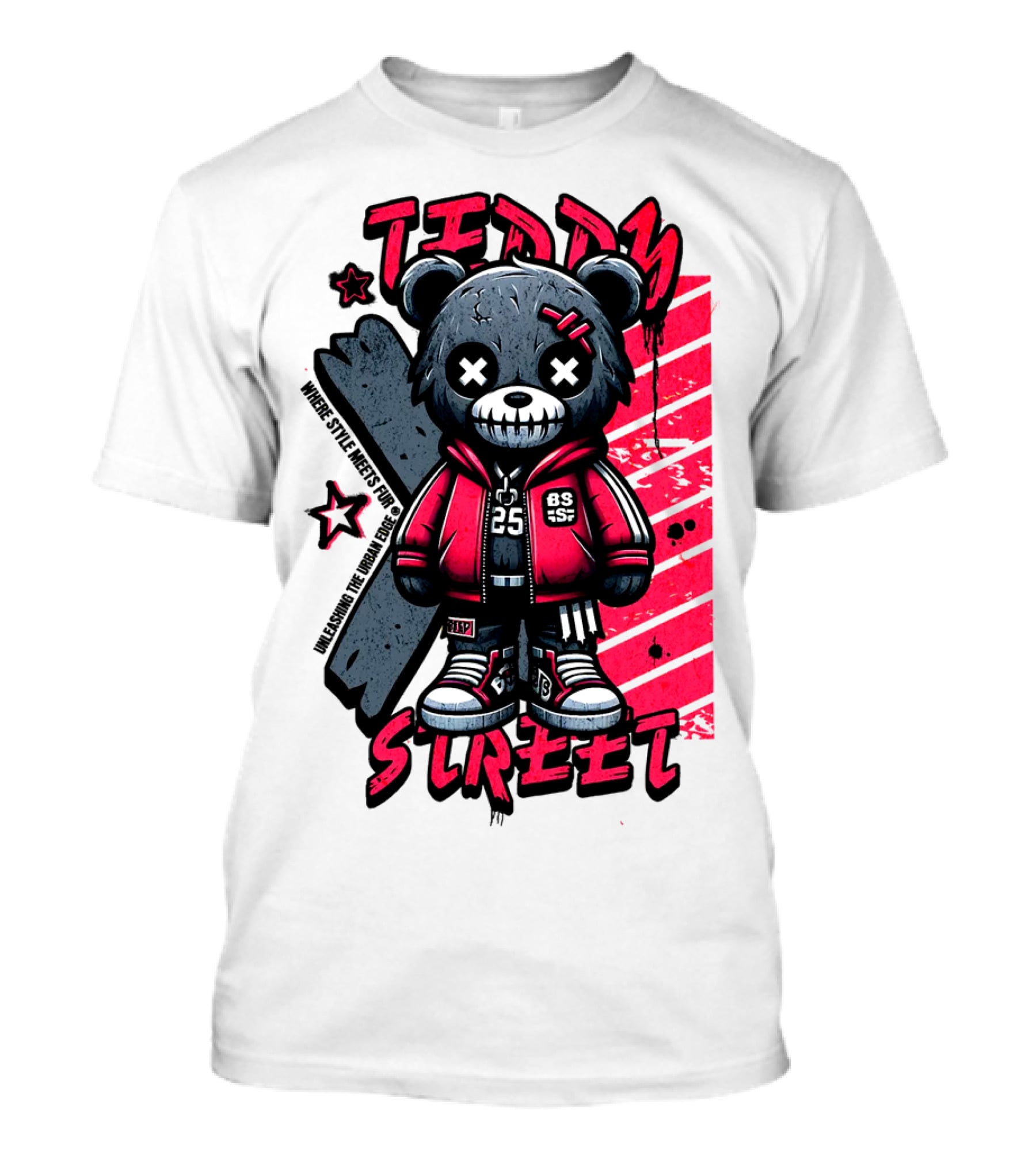 Teddy Street 85 Haunted Teddy Bea With Grunge Style Elements T-Shirt