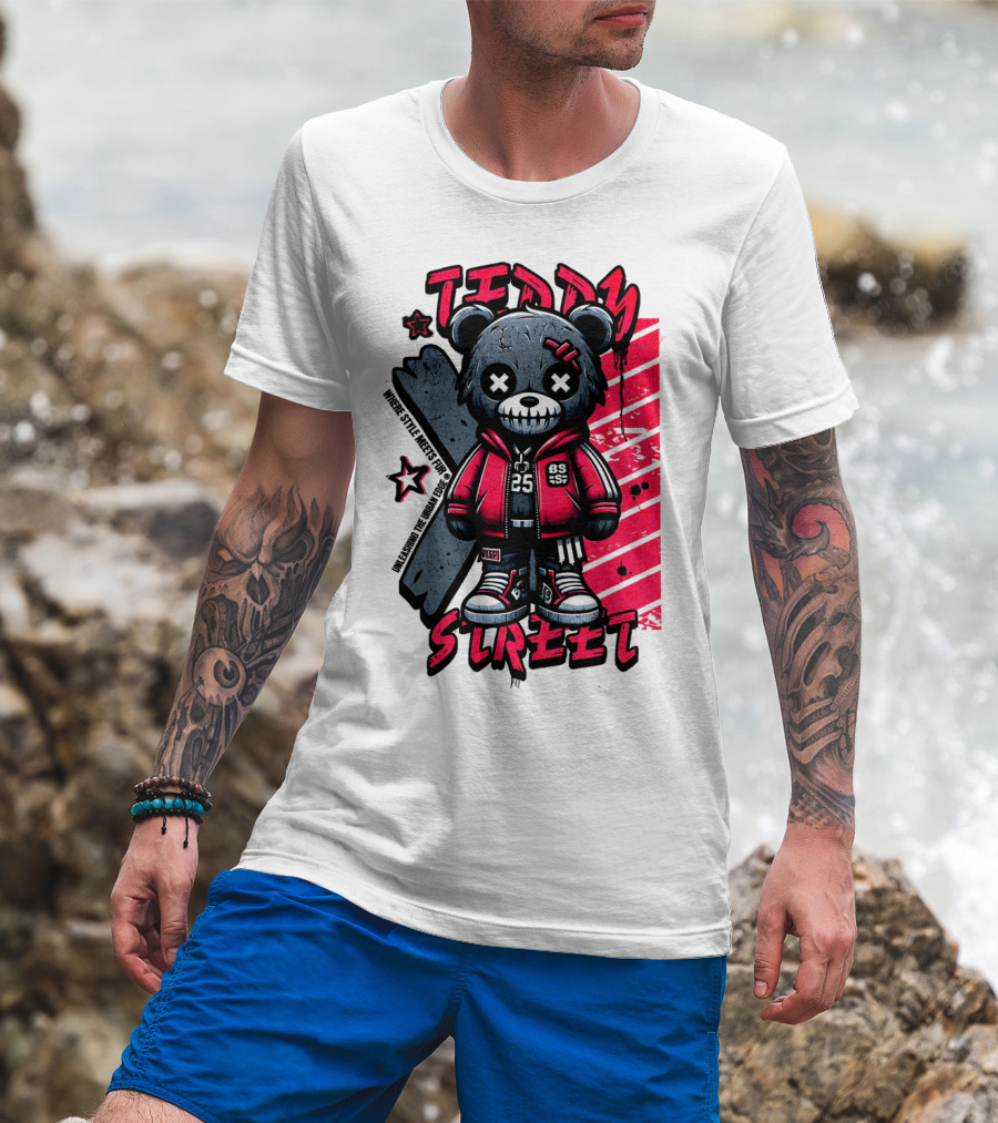 Teddy Street 85 Haunted Teddy Bea With Grunge Style Elements T-Shirt