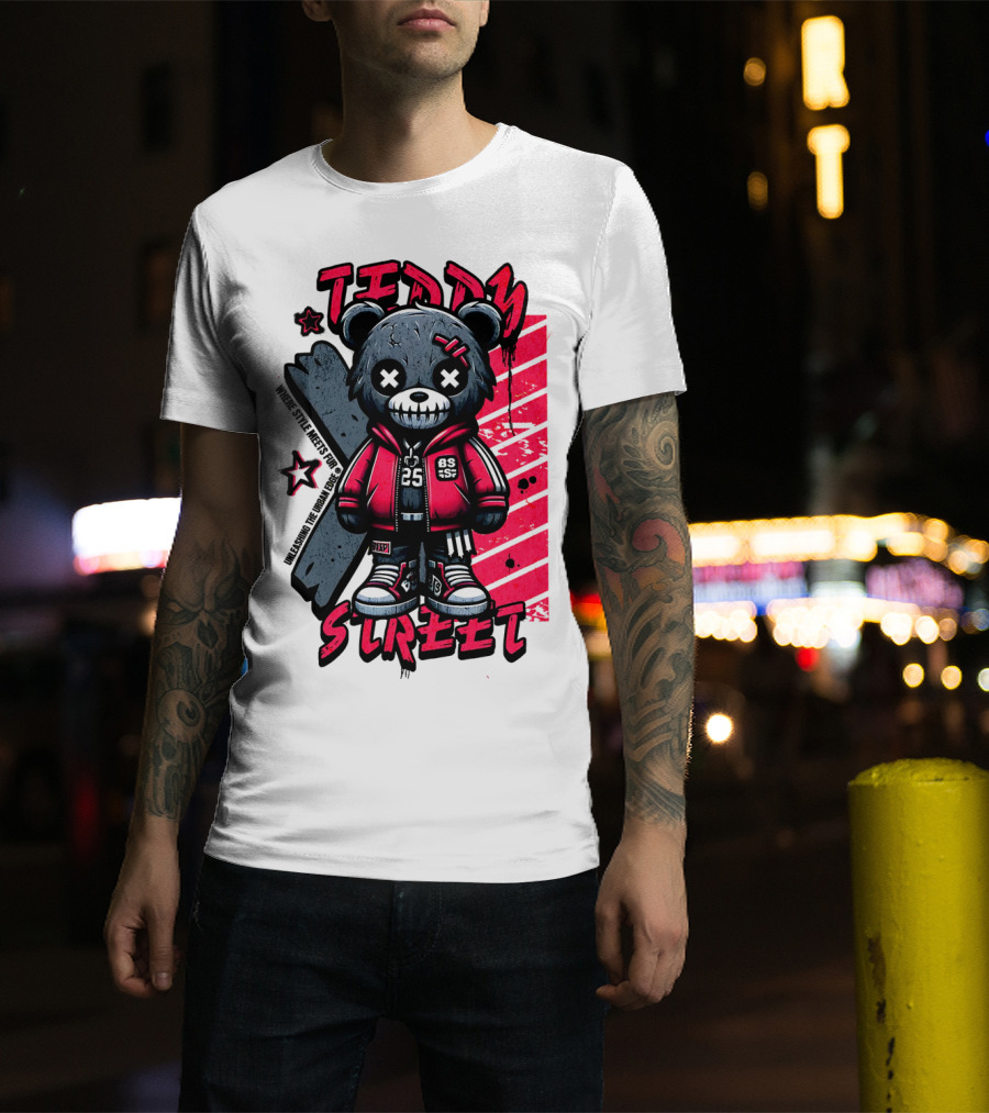 Teddy Street 85 Haunted Teddy Bea With Grunge Style Elements T-Shirt