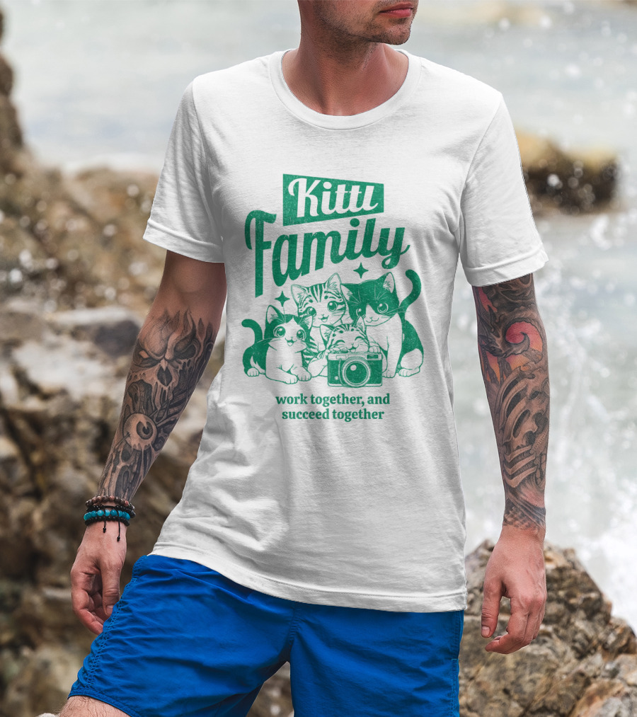 Kittl Family Work Together And Succeed Together Cats With Camera T-Shirt