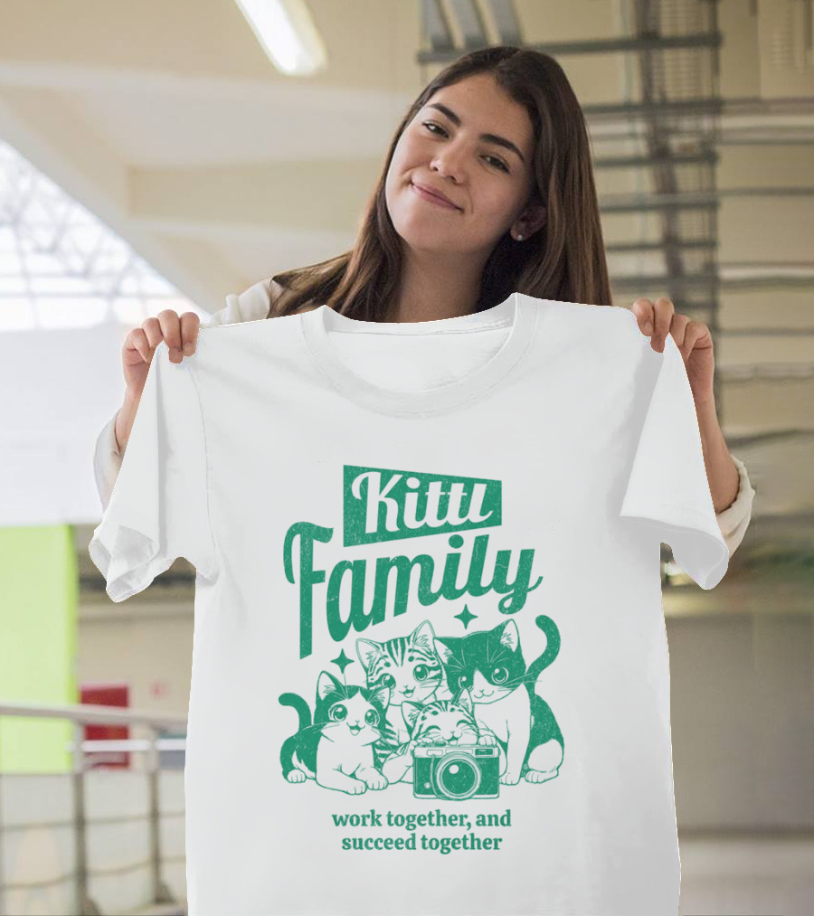 Kittl Family Work Together And Succeed Together Cats With Camera T-Shirt