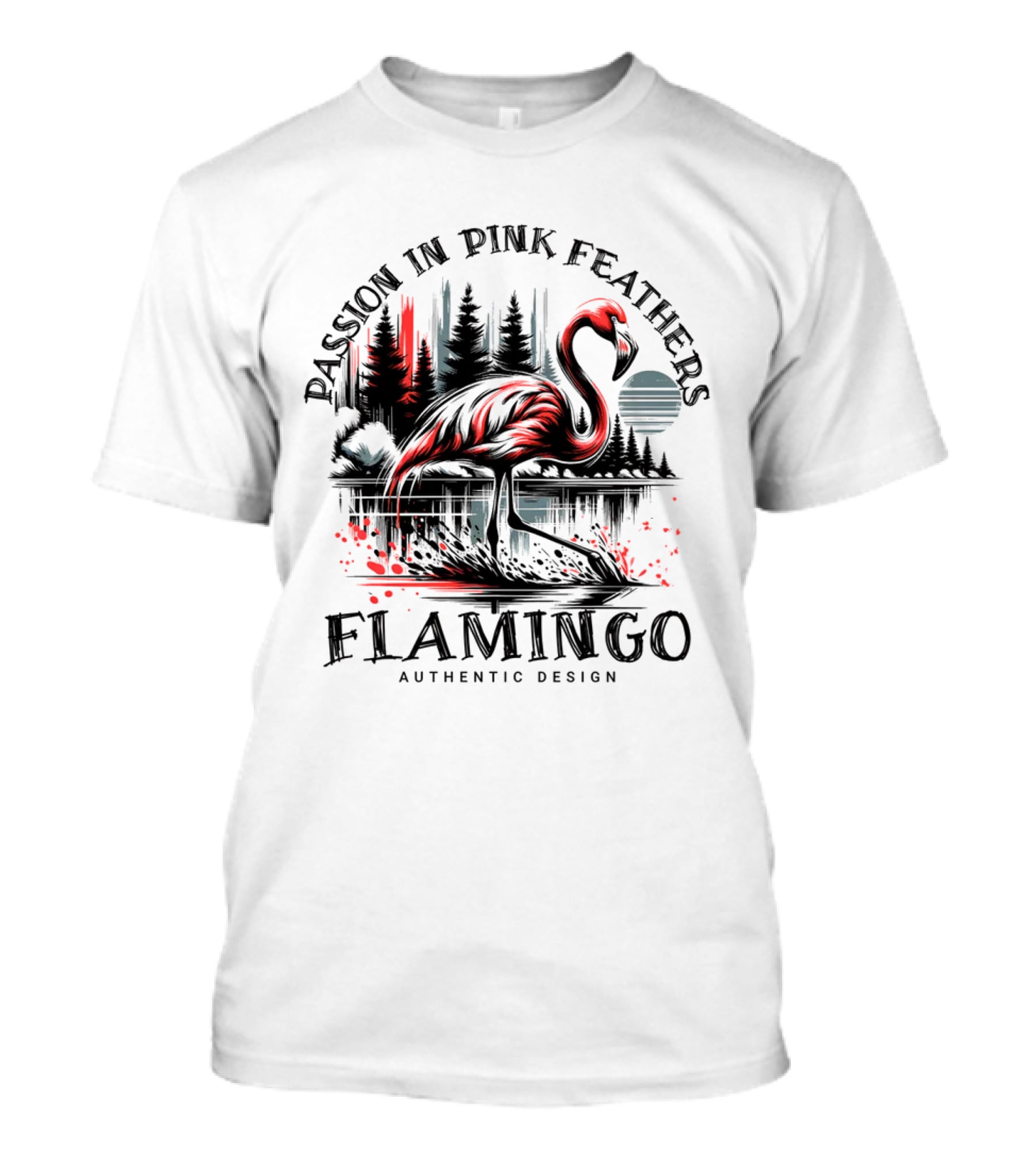 Passion In Pink Feathers Flamingo Authentic T-Shirt