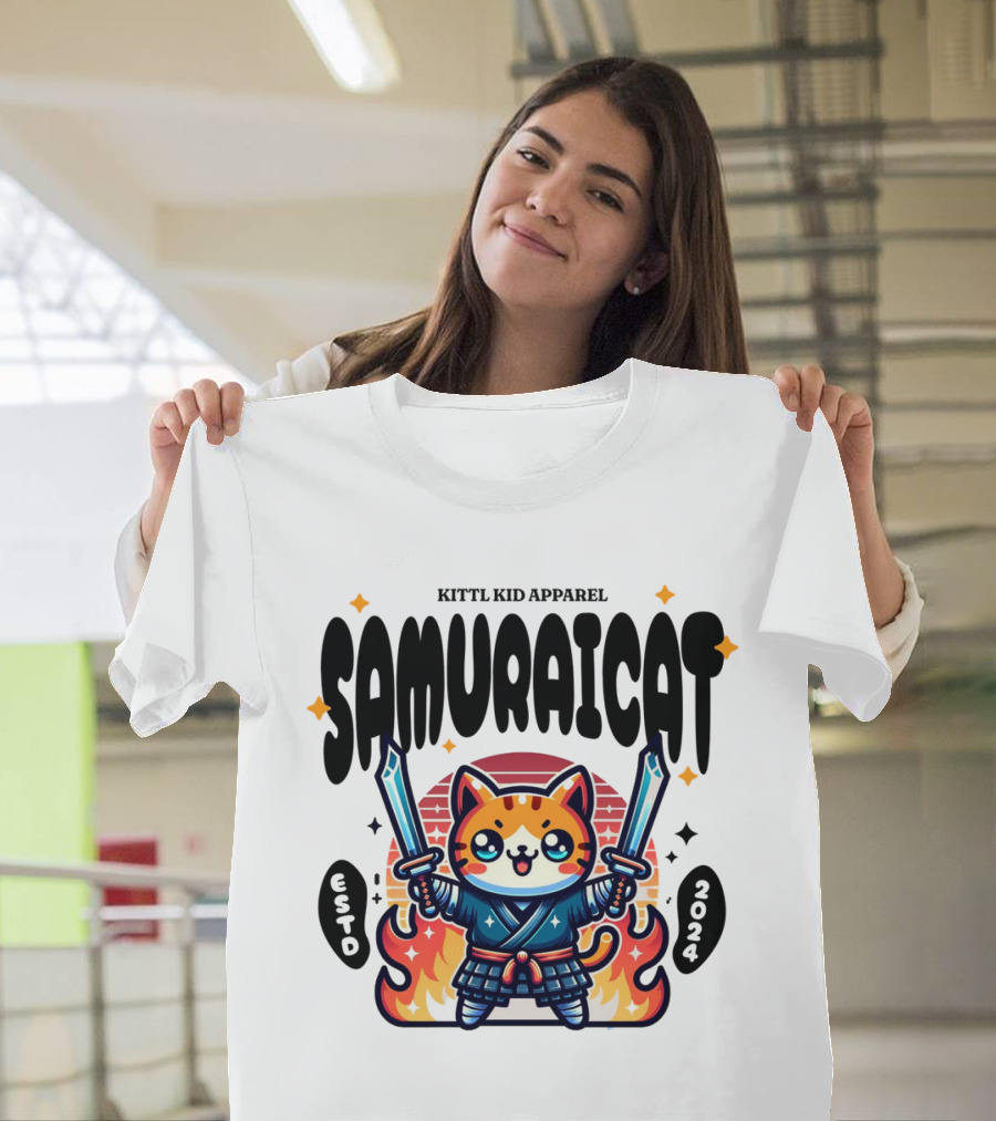 Kittl Kid Apparel Samurai Cat Estd T-Shirt