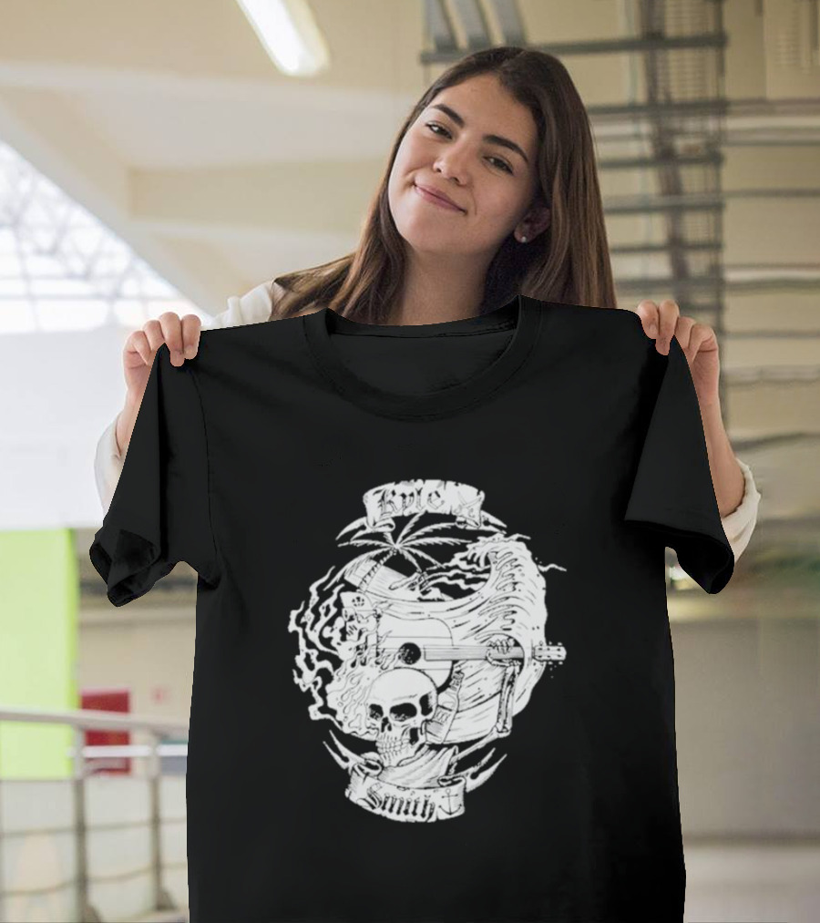 Kyle Smith Skull with Palm and Guitar Waves T-Shirt